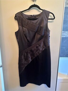 Max & Cleo Black Sleeveless Satin Panel Midi Dress